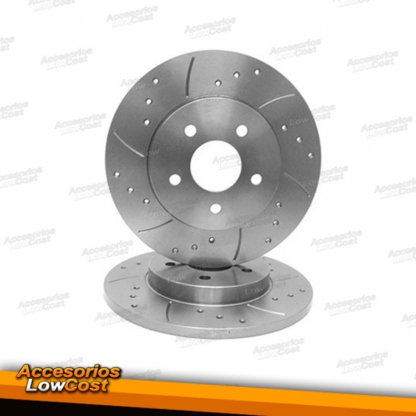 KIT DE 2 DISCOS DE FRENO PERFORADOS Y RANURADOS 265MM MODELO DF00022