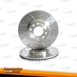 KIT DE 2 DISCOS DE FRENO PERFORADOS Y RANURADOS 266MM MODELO DF01118