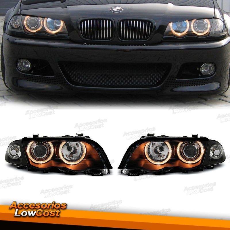 Ojos de Angel antes de convertible de BMW E46 serie 3 taza - negro XENON