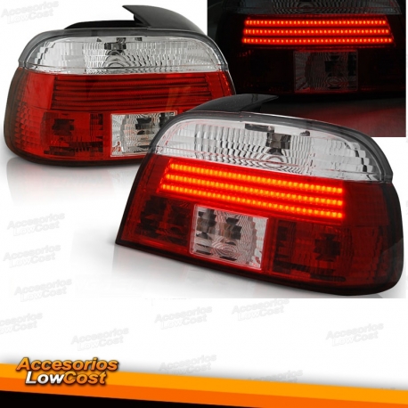 FAROLINS TRASEIROS LED / BMW E39 VERMELHO BRANCO BRILHANTE