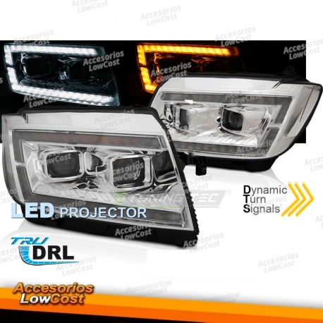 Faros LED tubo de luz cromado DRL SEQ se adapta a VW CRAFTER II 2017-