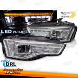 Faróis LED cromados SEQ para AUDI A5 11-16