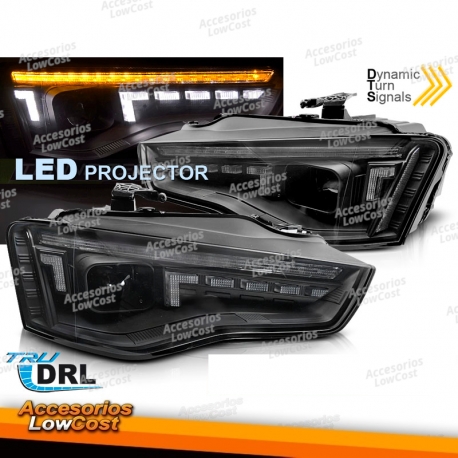 Faróis LED pretos SEQ para AUDI A5 11-16