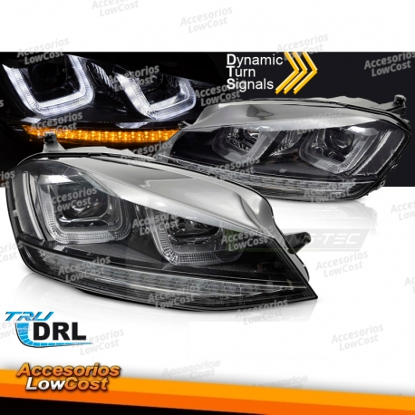 FAROS LIGHT SEQ NEGRO CON LÍNEA NEGRA compatible con VW GOLF 7 13-17