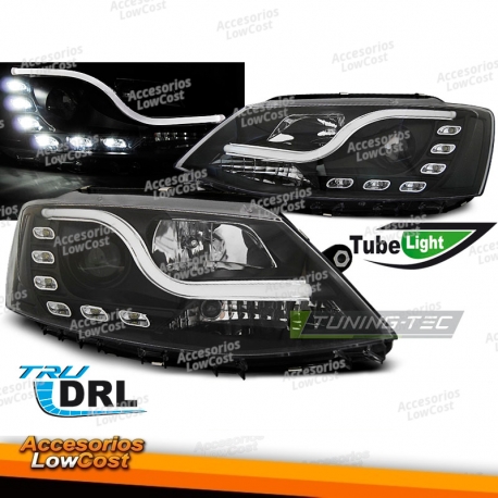 FARÓIS TUBO DE LUZ DRL PRETO para VW JETTA VI 1/11-18