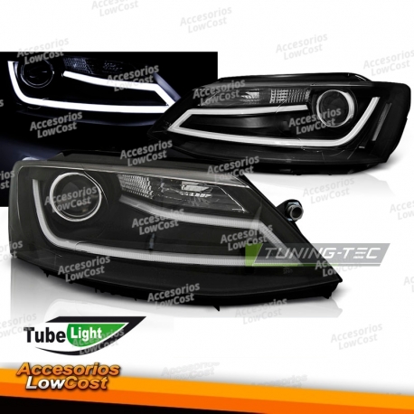 FARÓIS TUBO DE LUZ CROMADO para VW JETTA VI 1/11-18