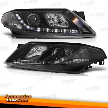 FAROIS COM LUZ DIURNA LED / RENAULT LAGUNA / 01-05 FUNDO PRETO