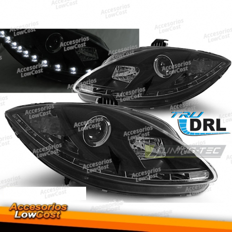 FAROS TRUE DRL NEGROS aptos para SEAT LEON ALTEA 09-12