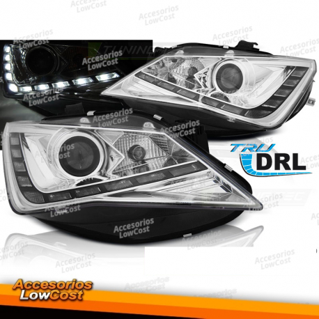 FARÓIS VERDADEIROS DRL CROMADOS para SEAT IBIZA 6J 12-15