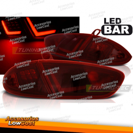 LUZES TRASEIRAS DE BARRA LED VERMELHA FUMADA serve para SEAT LEON 03/09-12