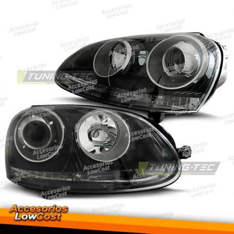 FARÓIS DESPORTIVOS PRETOS para VW GOLF 5 10/03-09