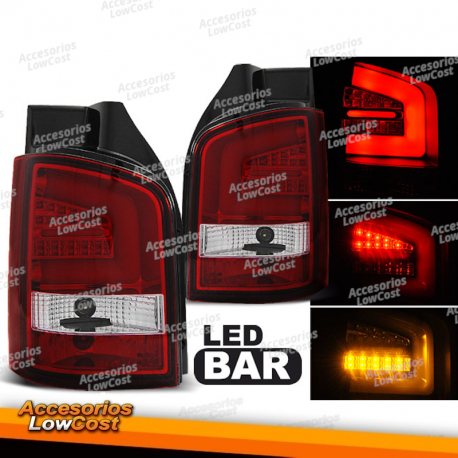 LUZES TRASEIRAS DE BARRA LED VERMELHA BRANCA para VW T5 04/03-09