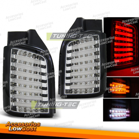 LUCES TRASERAS LED CROMADA NEGRA compatible con VW T5 04/03-09 / 10-15