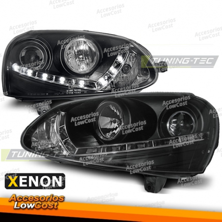 FAROS DE XENÓN LUZ DÍA NEGRO compatible con VW GOLF 5 03-08