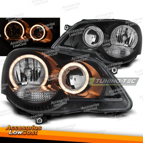 FARÓIS BLACK ANGEL EYES adequados para VW POLO 9N3 04/05-09