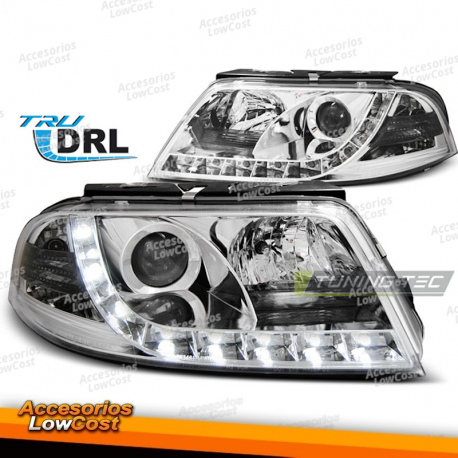 FARÓIS VERDADEIROS DRL CROMADOS adequados para VW PASSAT 3BG 09.00-03.05