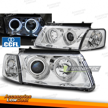 FARÓIS CROMADOS CCFL ANGEL EYES para VW PASSAT B5 3B 11.96-08.00