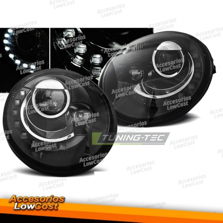 FARÓIS DAYLIGHT PRETOS adequados para VW NEW BEETLE 10.98-05.05