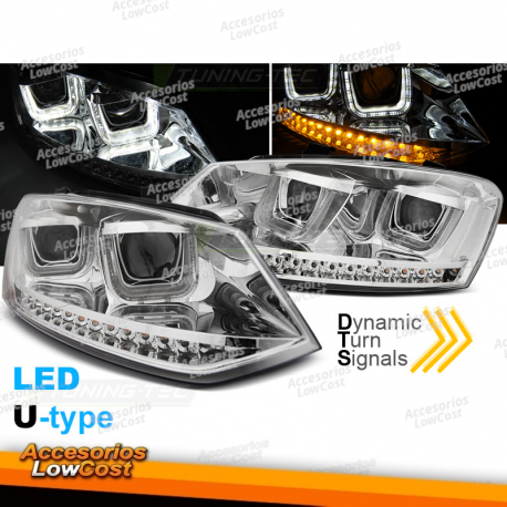 FARÓIS U-LED CHROME LIGHT SEQ compatíveis com VW POLO 6R 09-03.14