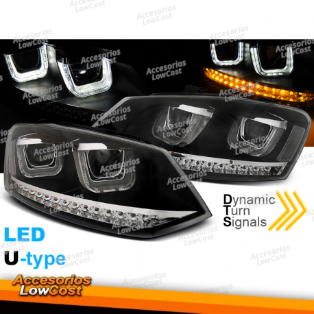 FAROS U-LED LUZ NEGRA SEQ compatible con VW POLO 6R 09-03.14