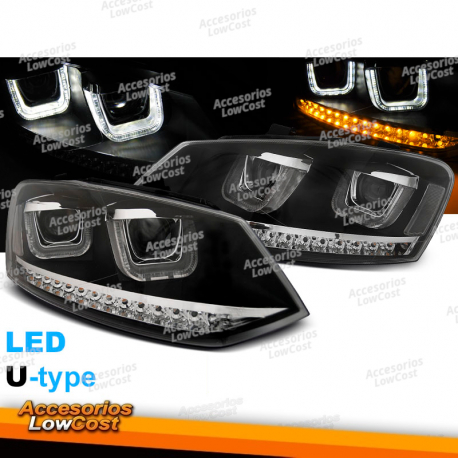 FAROS U-LED LUZ NEGRA compatible con VW POLO 6R 09-03.14