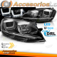 FARÓIS U-LED LIGHT DRL BLACK SEQ compatível com VW GOLF 7 11/12-17