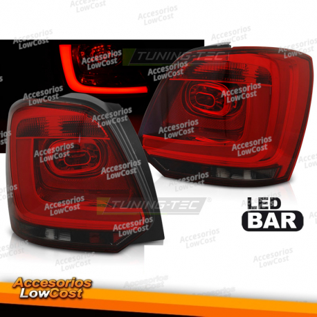 LUCES TRASERAS DE BARRA LED AHUMADO ROJO se adapta a VW POLO 09-14