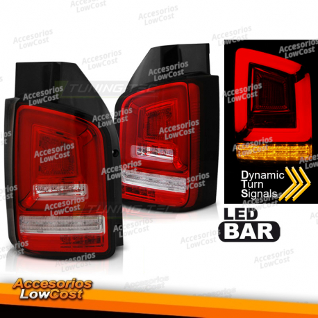 LUCES TRASERAS DE BARRA LED ROJAS BLANCAS SEQ para VW T5 04/03-09