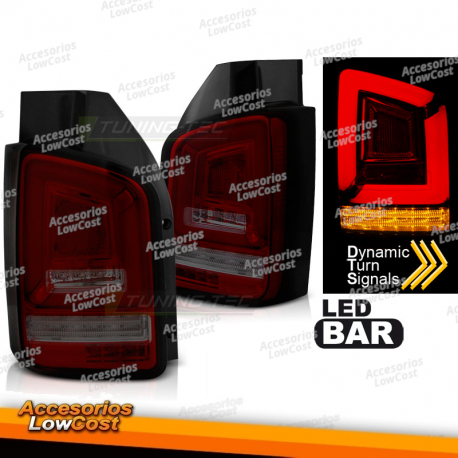 LUCES TRASERAS DE BARRA LED ROJAS HUMO SEQ para VW T5 04/03-09