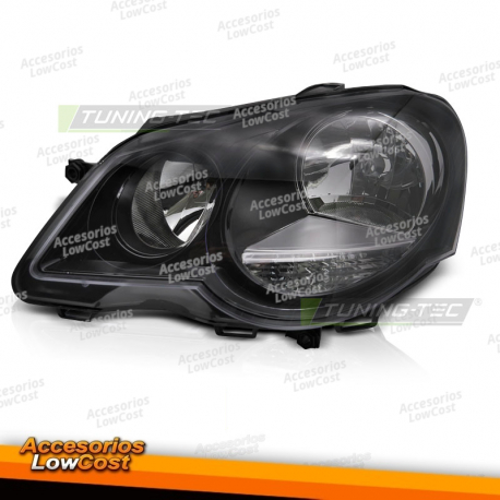 FAROL PRETO LADO ESQUERDO TYC compatível com VW POLO 9N3 05-09