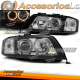 FARÓIS PRETOS ANGEL EYES adequados para AUDI A6 06/01-05/04