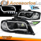 FARÓIS TUBO DE LUZ DRL PRETO compatível com AUDI A6 06/01-05/04