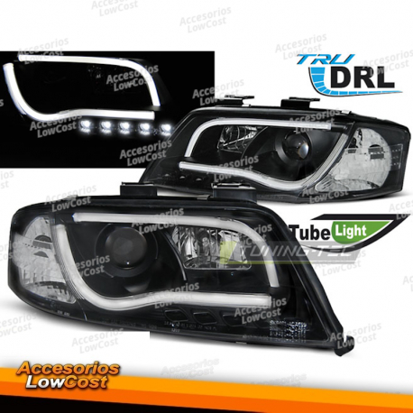 FAROS TUBO LUZ DRL NEGRO se adapta a AUDI A6 06/01-05/04