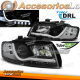 FARÓIS TUBO DE LUZ DRL PRETO para AUDI A4 10/00-10/04