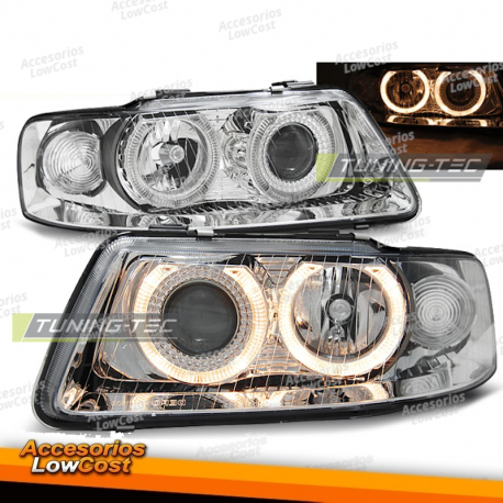 FARÓIS CROMADOS ANGEL EYES para AUDI A3 09/00-05/03