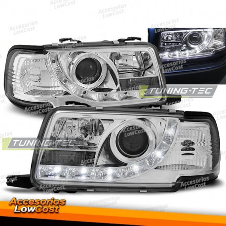 FARÓIS DE LUZ CROMADA PARA AUDI 80 B4 09.91-04.96