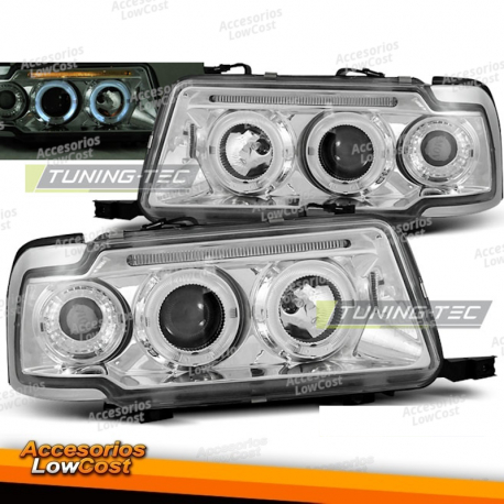 FARÓIS CROMADOS ANGEL EYES para AUDI 80 B4 09.91-04.96