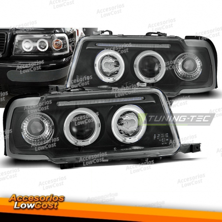 FARÓIS PRETOS ANGEL EYES para AUDI 80 B4 09.91-04.96