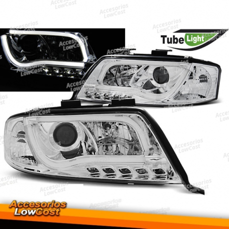 FARÓIS DE TUBO DE LUZ CROMADOS adequados para AUDI A6 06/01-05/04