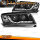 FARÓIS COM LUZ DIURNA LED / SKODA FABIA / 99-07 FUNDO PRETO