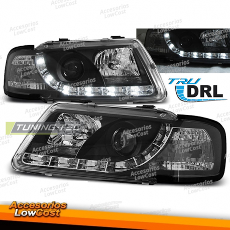 FARÓIS DRL PRETOS adequados para AUDI A3 8L 08.96-08.00