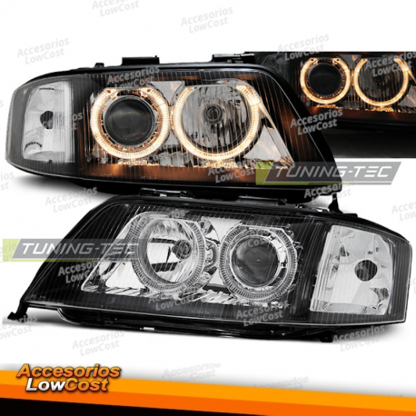 FARÓIS BLACK ANGEL EYES adequados para AUDI A6 05.97-09.99