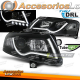 FARÓIS TUBO DE LUZ DRL PRETO compatível com AUDI A6 C6 04/04-08