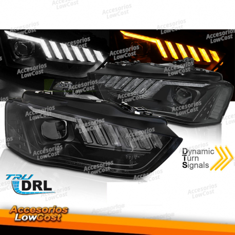 FARÓIS XENON LED PRETOS SEQ para AUDI A4 B8 12-15