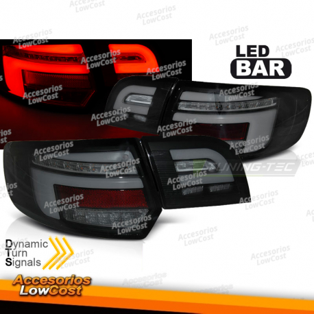 LUCES TRASERAS DE BARRA LED NEGRAS SEQ se adapta a AUDI A3 8P 5D 03-08