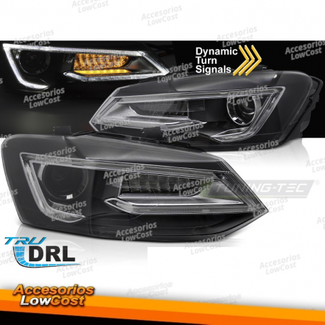 FAROS NEGROS LED para VW POLO V 9-17