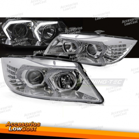 FARÓIS LED CROMADOS para BMW E90/E91 05-08