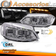 FARÓIS CROMADOS LED DRL SEQ compatível com VW GOLF 7 17-19