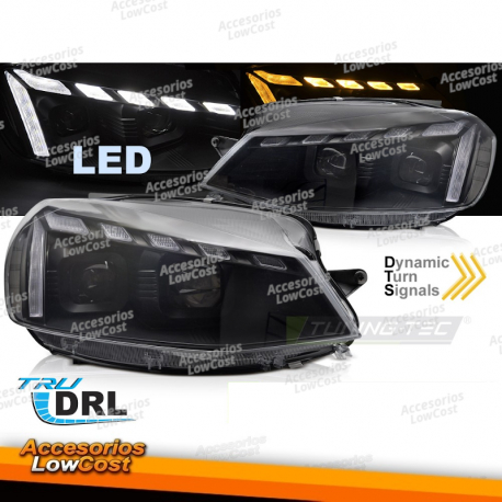 FARÓIS COMPLETOS LED LUZ PRETA DRL SEQ compatível com VW GOLF 7 17-19