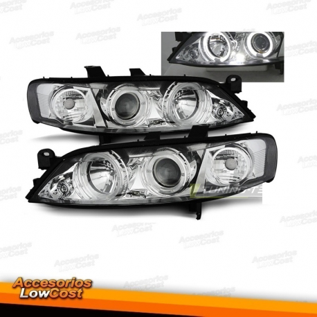 FAROS PARA OPEL VECTRA B 96-98 OJOS ANGEL FONDO CROMO